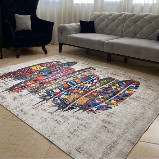 فرشینه مخمل مدرن طرح پَررنگی استُپ دار ( لیز نمیخوره) h261(پس کرایه)