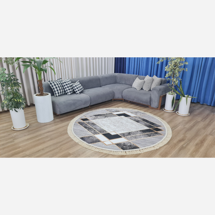 فرشینه مدرن جنس مخمل دایره ای استُپ دار (اصلا لیز نمیخوره) (پس کرایه)