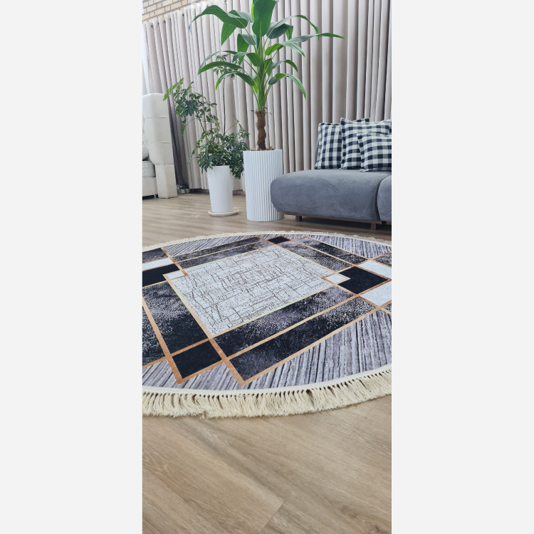 فرشینه مدرن جنس مخمل دایره ای استُپ دار (اصلا لیز نمیخوره) (پس کرایه)