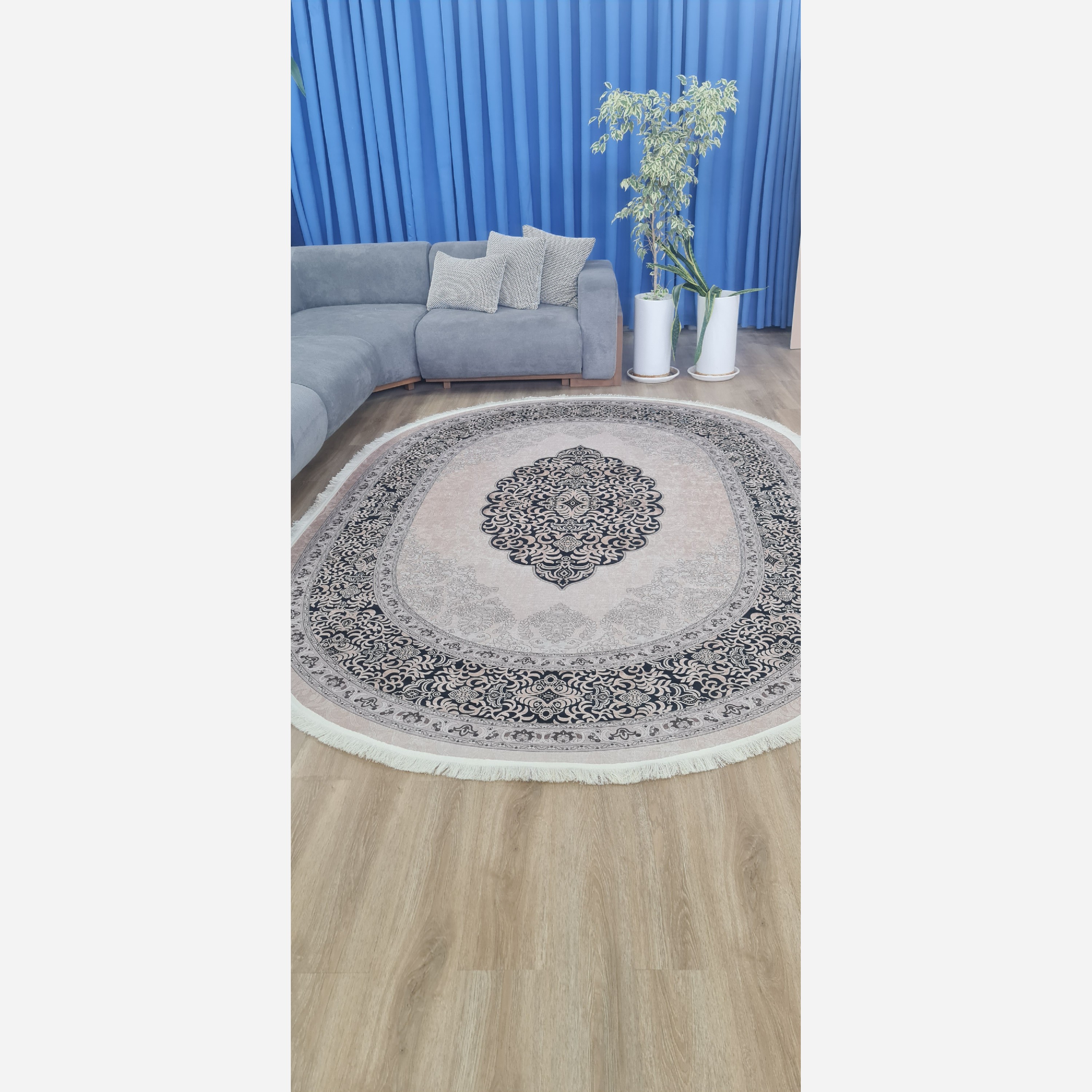 فرشینه بیضی مخمل استُپ دار (ابعاد سفارشی) b51 (پس کرایه)