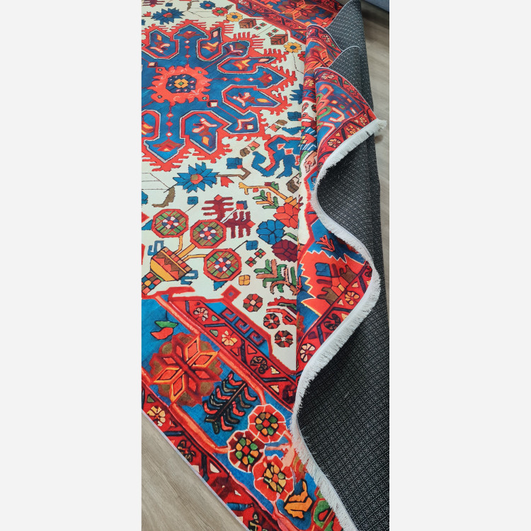 خرید فرش مخمل سنتی قرمز لاکی استُپ دار (ابعاد دلخواه) (پس کرایه)