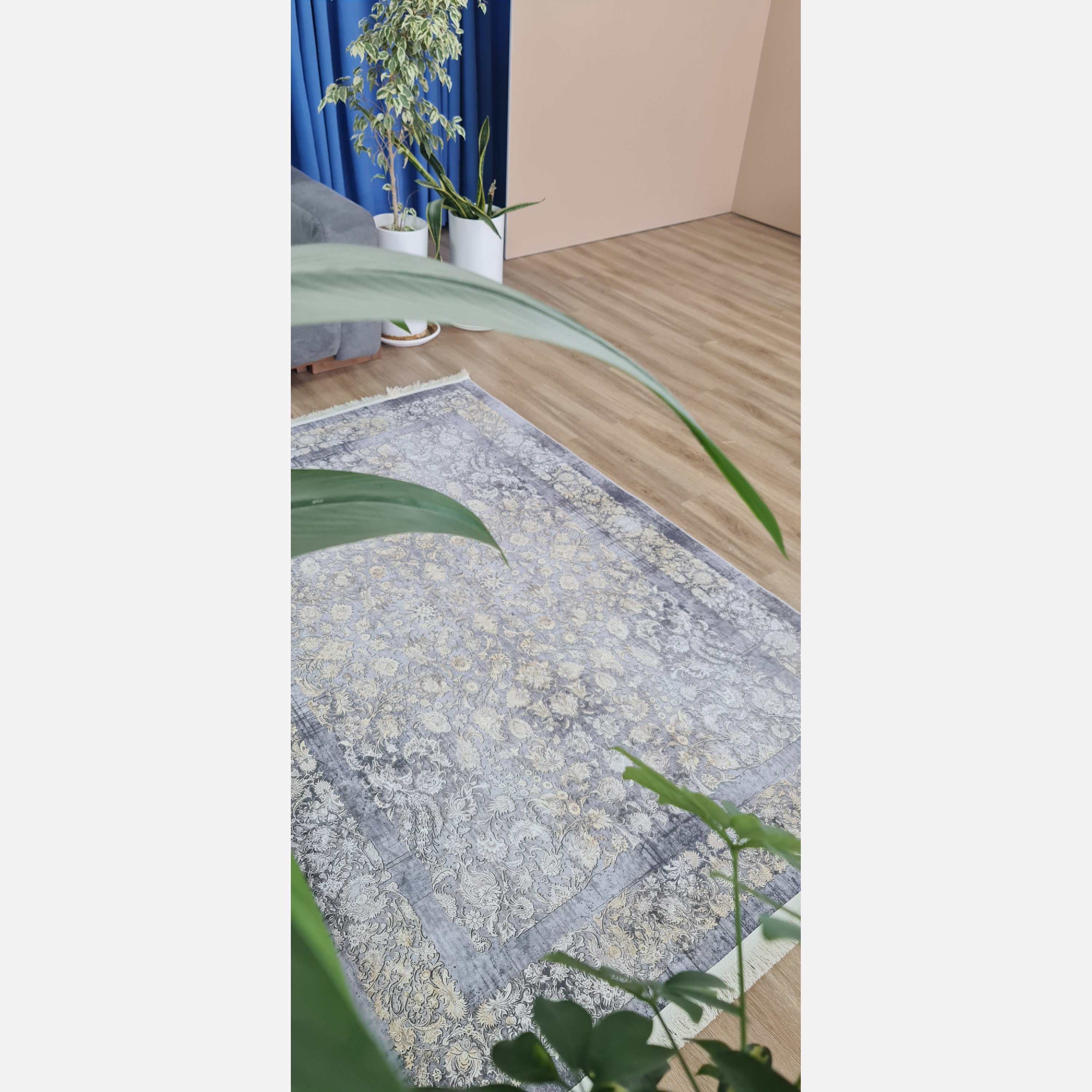 فرشینه طوسی افشان جنس مخمل هازان تُرک استُپ دارu58(ابعاد سفارشی)ضد سُر(پس کرایه)