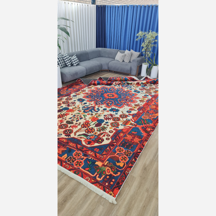 خرید فرش مخمل سنتی قرمز لاکی استُپ دار (ابعاد دلخواه) (پس کرایه)