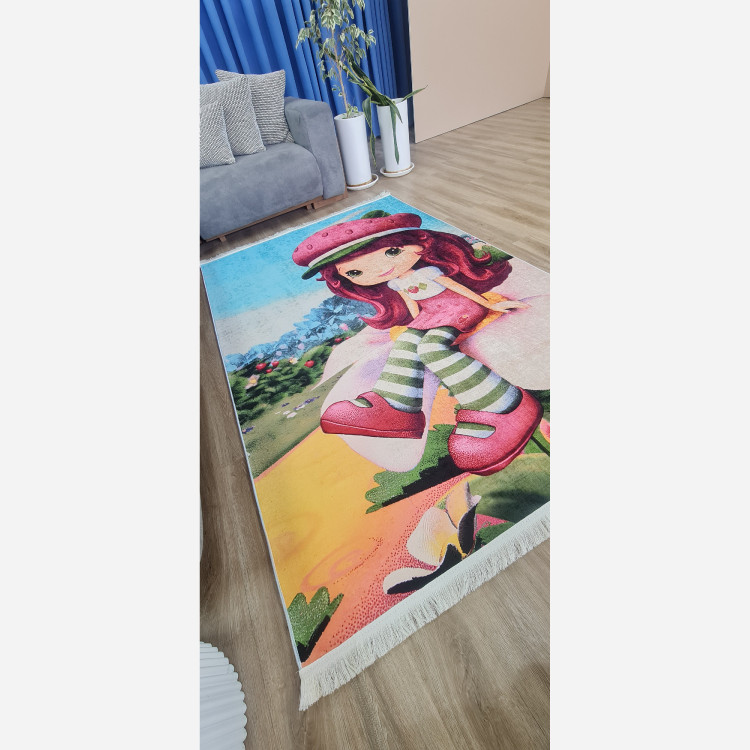 فرش کودک جنس مخمل طرح دخترانه استُپ دار( ضد سُر) (پس کرایه)
