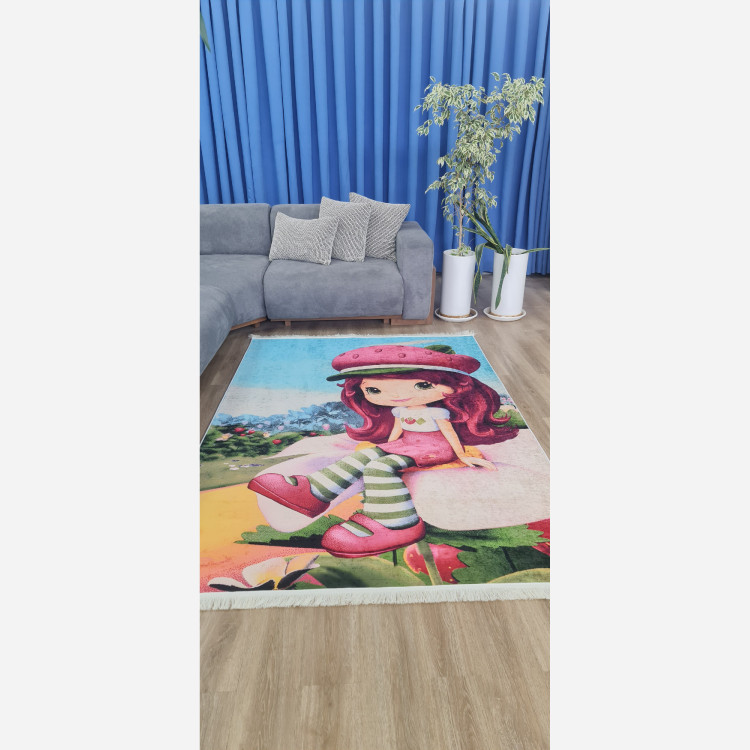 فرش کودک جنس مخمل طرح دخترانه استُپ دار( ضد سُر) (پس کرایه)