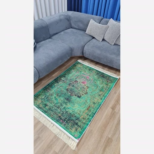 فرشینه مخمل سبز لاکی استُپ دار (ابعاد سفارشی) (پس کرایه)