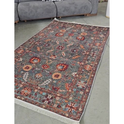 فرشینه مخمل مدرن سبز لاکی استُپ دار m110 (ابعاد دلخواه) (پس کرایه)