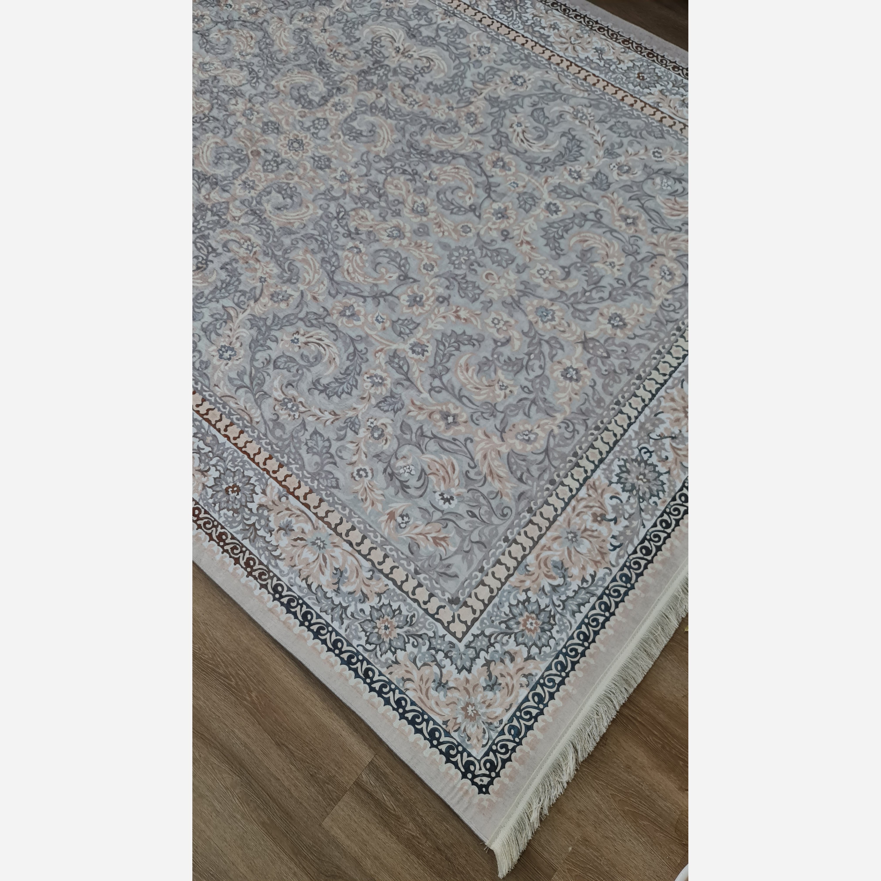 فرش افشان طوسی جنس مخمل هازان تُرک استُپ دار(ابعاد سفارشی)ضد سُر(پس کرایه)