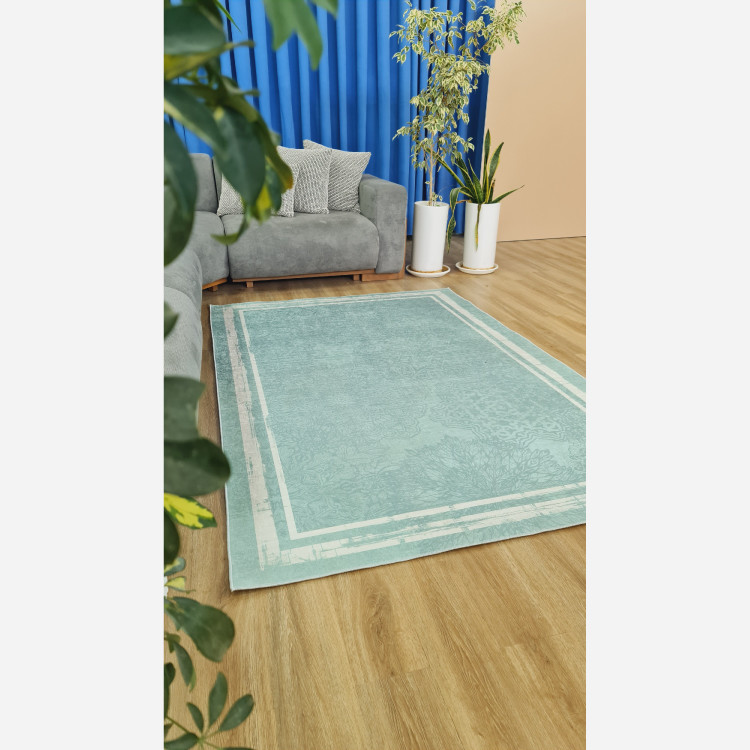 فرشینه آبی کم رنگ جنس مخمل هازان تُرک استُپ دار(ابعاد سفارشی)(پس کرایه)