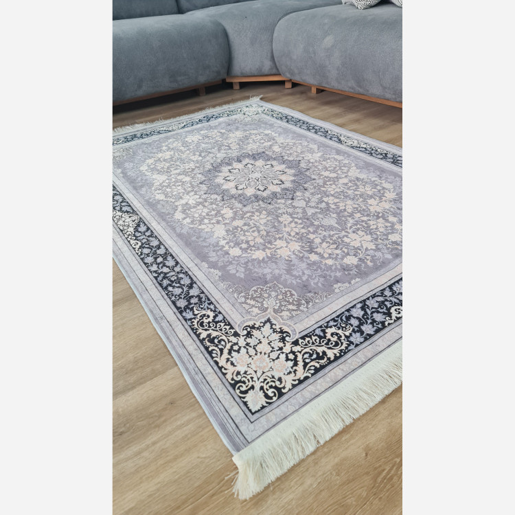 فرشینه طوسی مدرن جنس مخمل هازان تُرک استُپ دار(ابعاد سفارشی)ضد سُر(پس کرایه)
