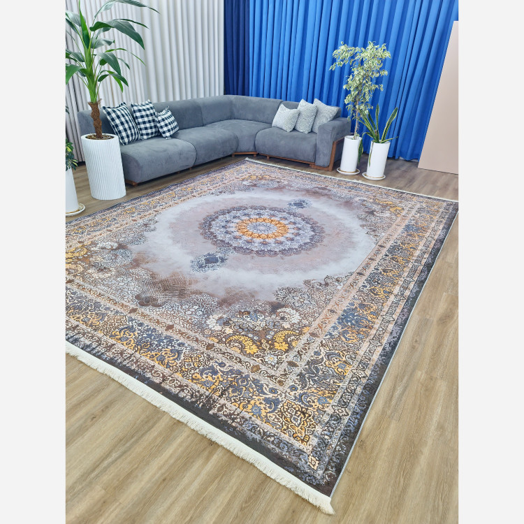 فرش طوسی مدرن جنس مخمل هازان تُرک استُپ دار(ابعاد سفارشی) (ضد سُر) (پس کرایه)