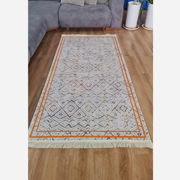 فرشینه کناره و راهرویی جنس مخمل طرح هندسی استُپ دار (پس کرایه)