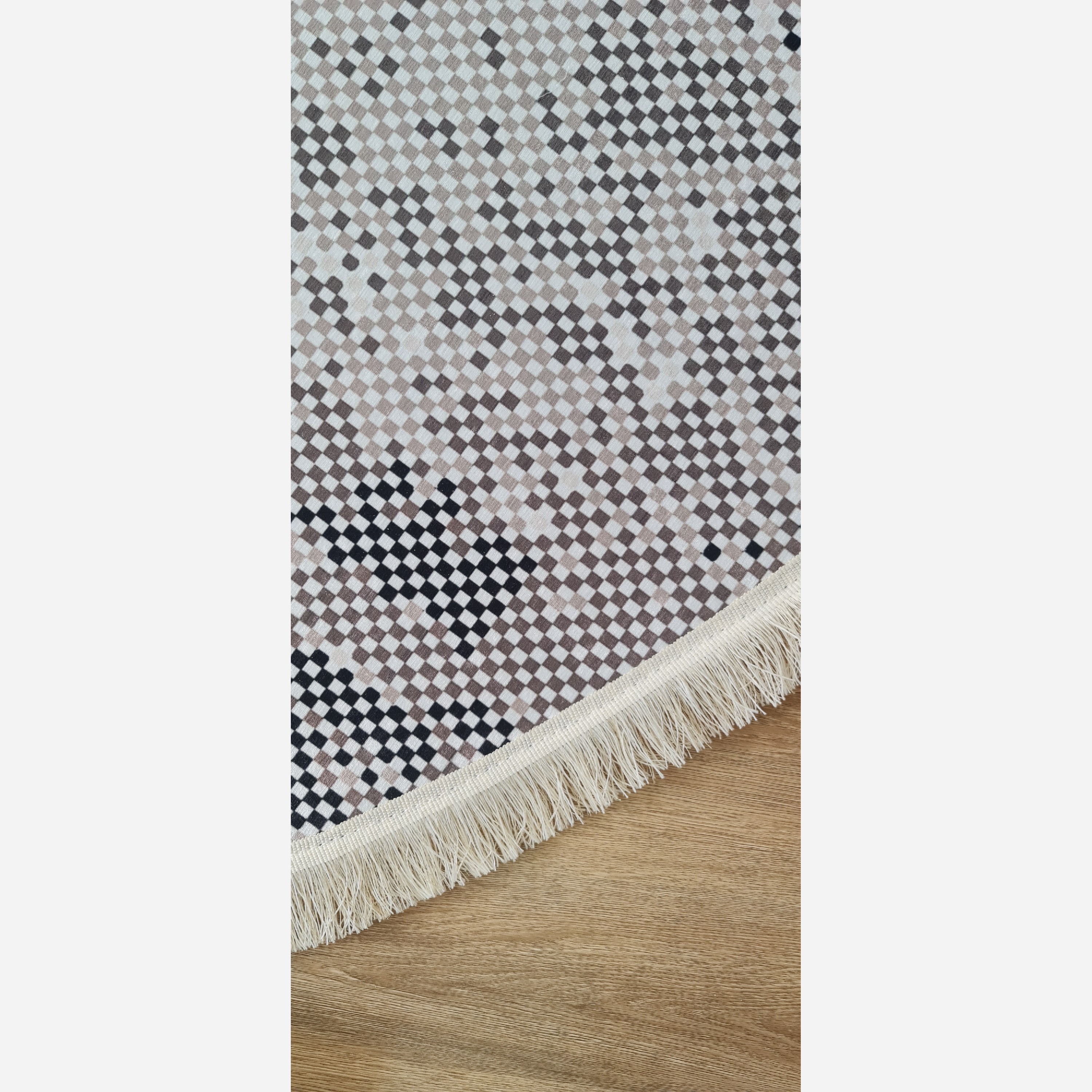 فرشینه طوسی خاکستری مدرن جنس مخمل تُرک استُپ دار ابعاد دلخواه (پس کرایه)