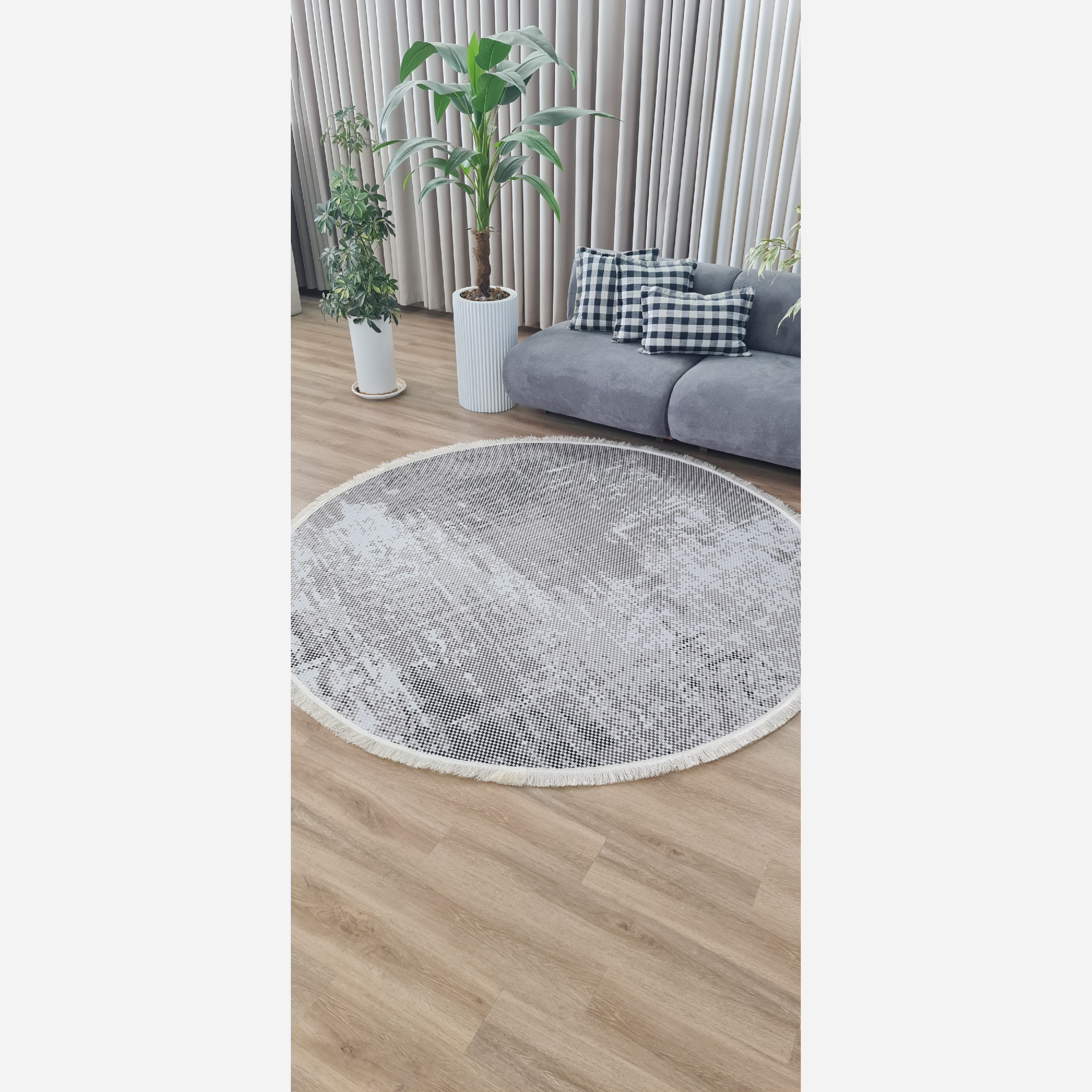 فرشینه طوسی خاکستری مدرن جنس مخمل تُرک استُپ دار ابعاد دلخواه (پس کرایه)