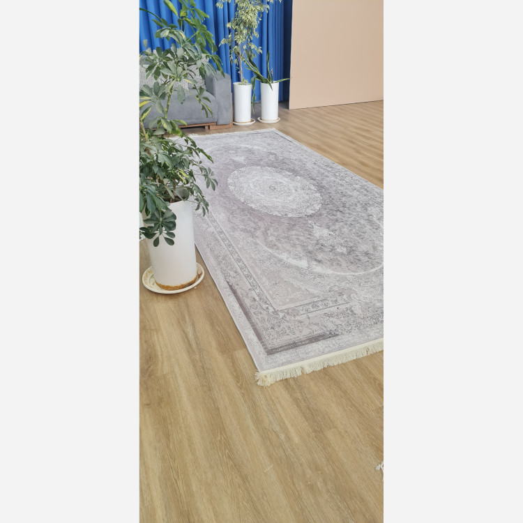 فرش کناره خاکستری مدرن جنس مخمل تُرک ابعاد دلخواه استُپ دار (ضد سُر) (پس کرایه)