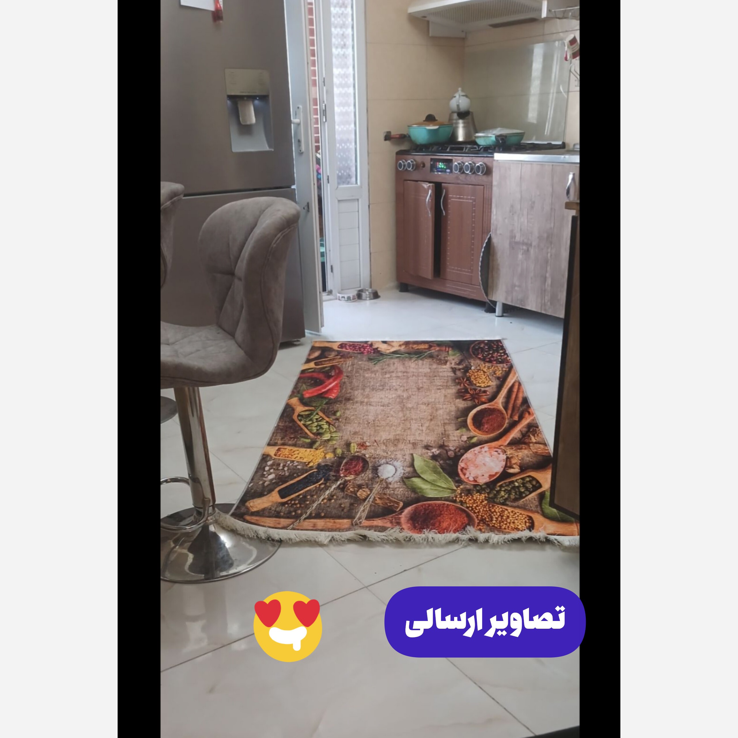 فرشینه اشپزخانه مخمل هازان تُرک استُپ دار ضدلغزش درابعاد دلخواه k151 (پس کرایه)