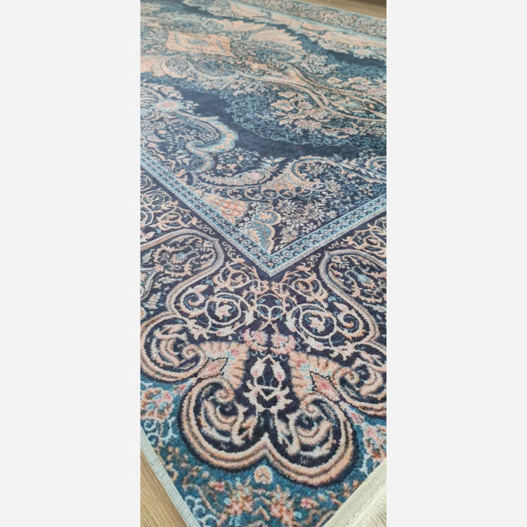 فرش سرمه ای مدرن جنس مخمل تُرک استُپ دار ابعاد دلخواه (پس کرایه)