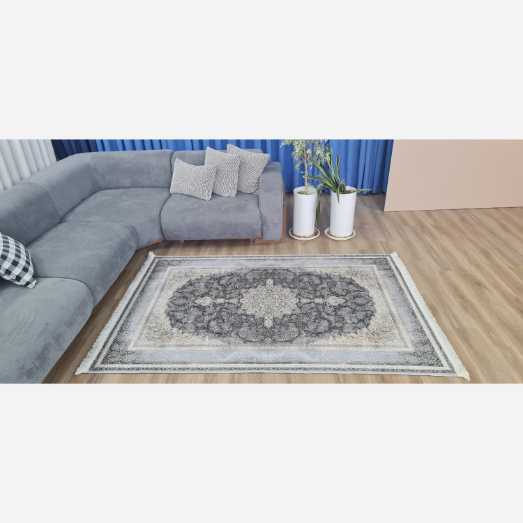 فرش طوسی مدرن جنس مخمل هازان تُرک استُپ دار (ضد سُر) (پس کرایه)