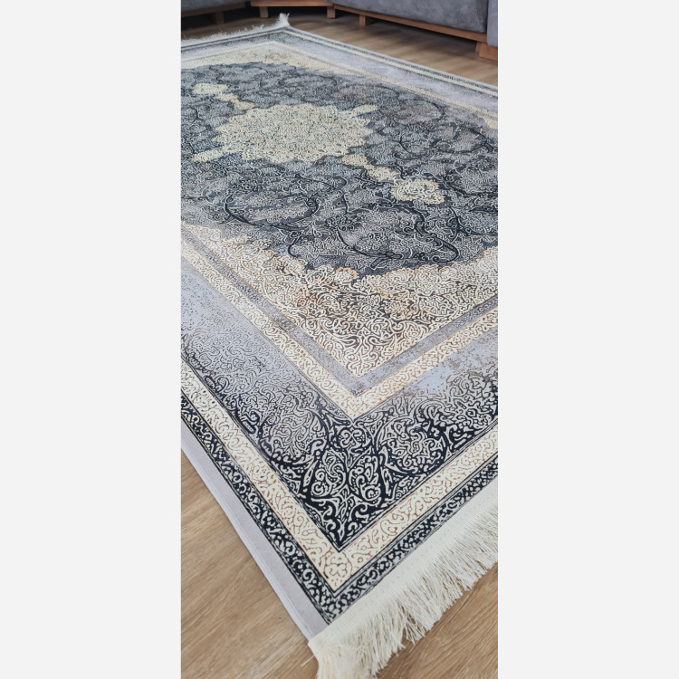 فرش طوسی مدرن جنس مخمل هازان تُرک استُپ دار (ضد سُر) (پس کرایه)