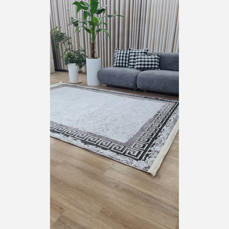 فرش خاکستری مدرن جنس مخمل استُپ دار (اصلا سُر نمیخوره) (پس کرایه)