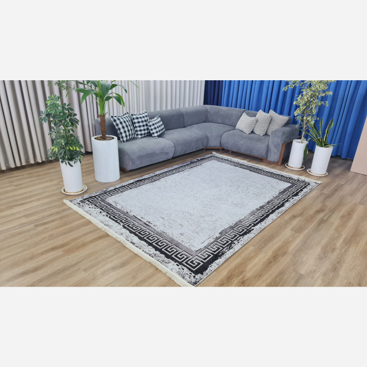 فرش خاکستری مدرن جنس مخمل استُپ دار (اصلا سُر نمیخوره) (پس کرایه)