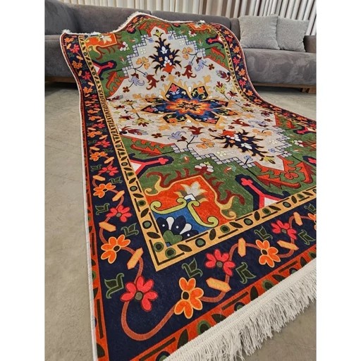 فرشینه مخمل لاکی طرح سنتی استُپ دار (ابعاد دلخواه) O138 (پس کرایه)