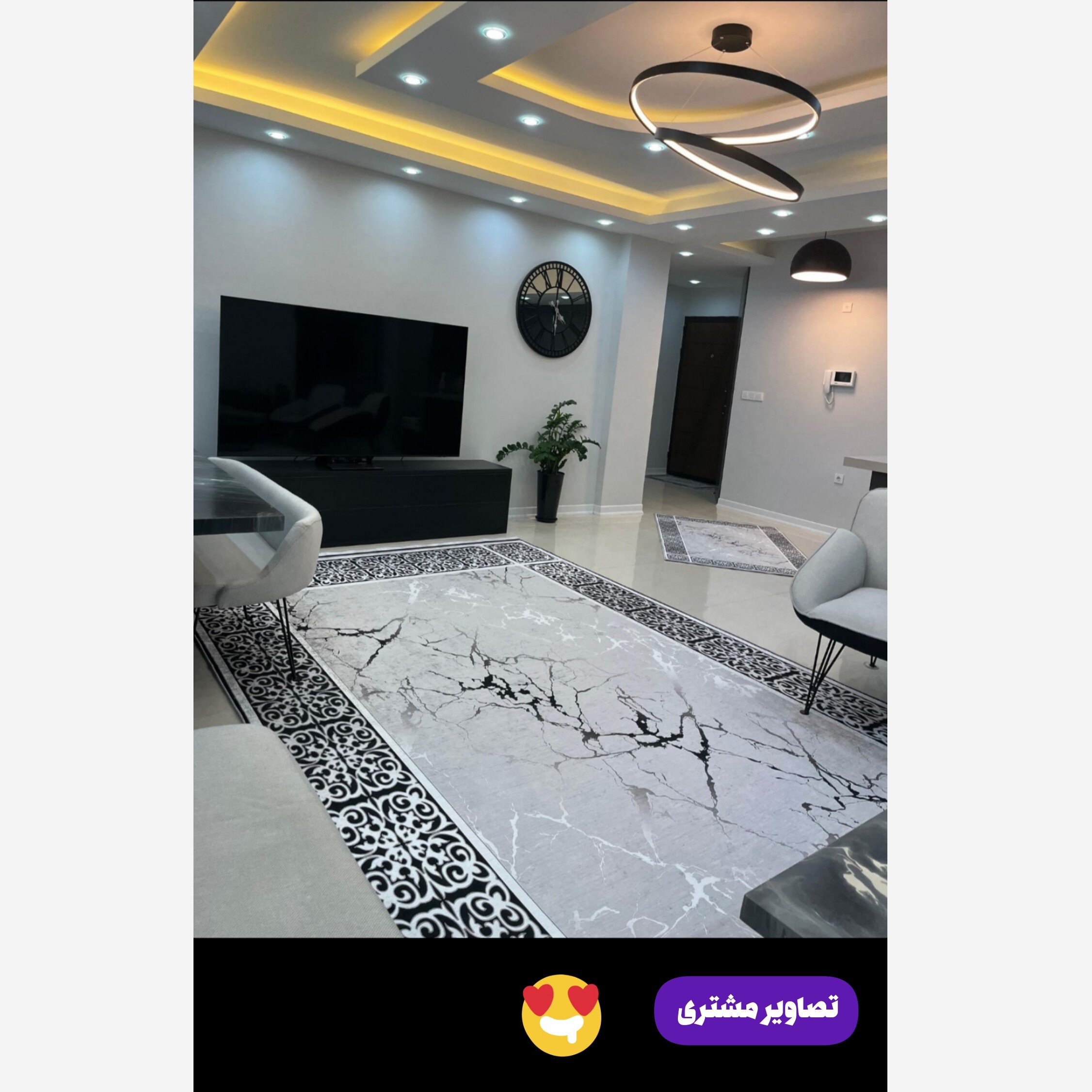 فرشینه مخمل نقره ای مدرن استُپ دار شستشوآسان در ابعاد دلخواه (پس کرایه)