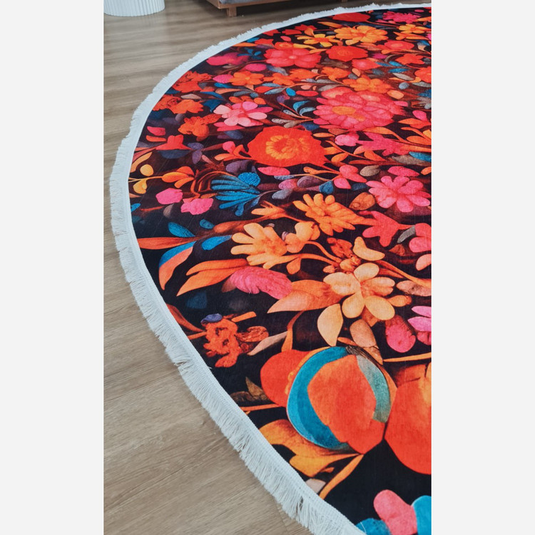 فرشینه مخمل مدرن دایره ای استُپ دار (اصلا لیز نمیخوره) a041 (پس کرایه)