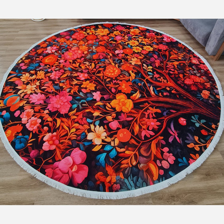 فرشینه مخمل مدرن دایره ای استُپ دار (اصلا لیز نمیخوره) a041 (پس کرایه)