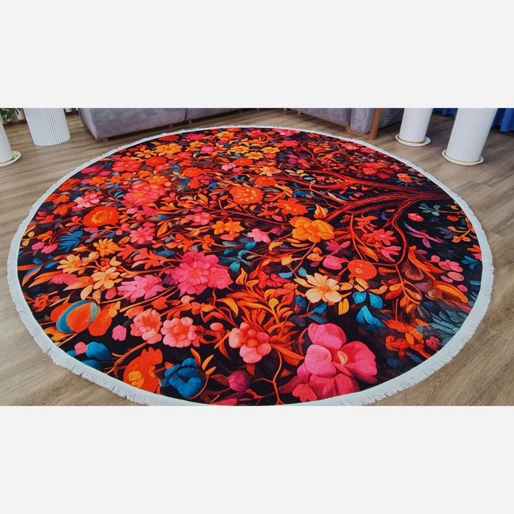 فرشینه مخمل مدرن دایره ای استُپ دار (اصلا لیز نمیخوره) a041 (پس کرایه)