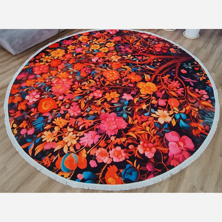 فرشینه مخمل مدرن دایره ای استُپ دار (اصلا لیز نمیخوره) a041 (پس کرایه)