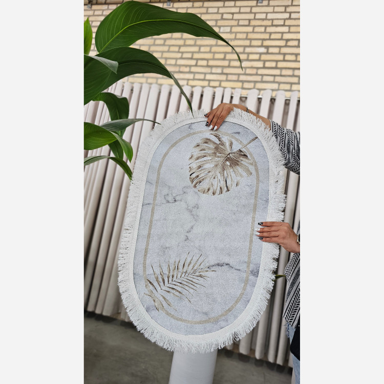 فرشینه بیضی مخمل سفارشی استُپ دار (لیز نمیخوره) (پس کرایه)