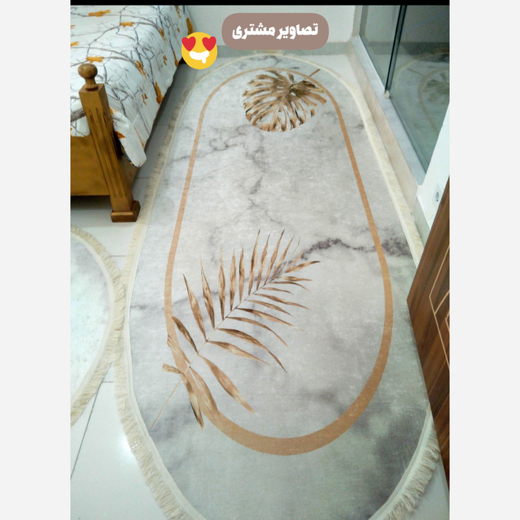فرشینه بیضی مخمل سفارشی استُپ دار (لیز نمیخوره) (پس کرایه)