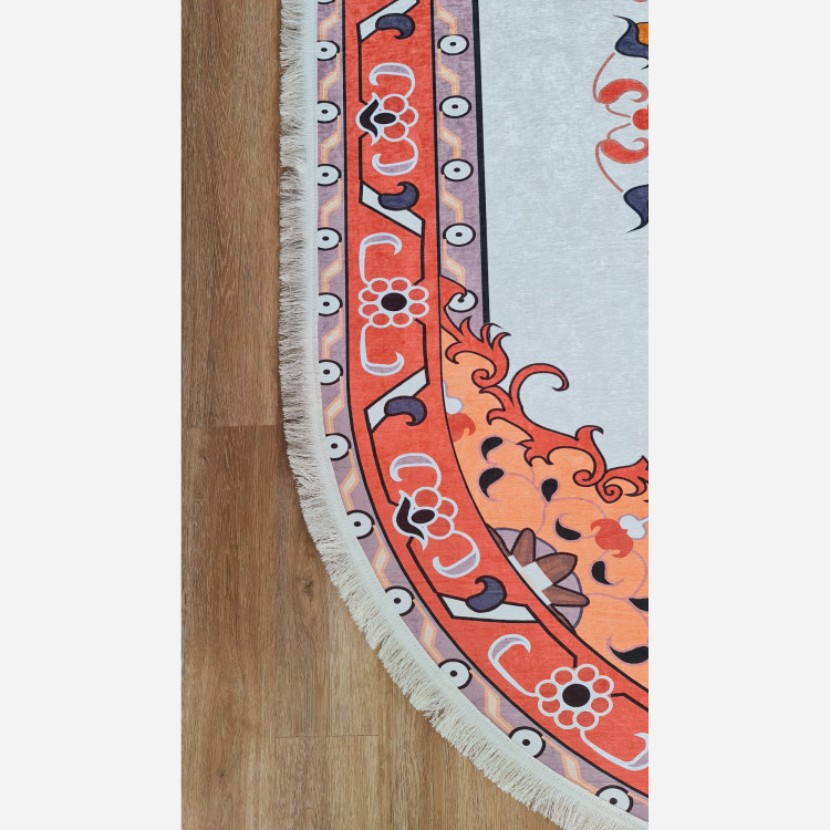 فرشینه بیضی مخمل سفارشی استُپ دار b104 (اصلا سُر نمیخوره) (پس کرایه)