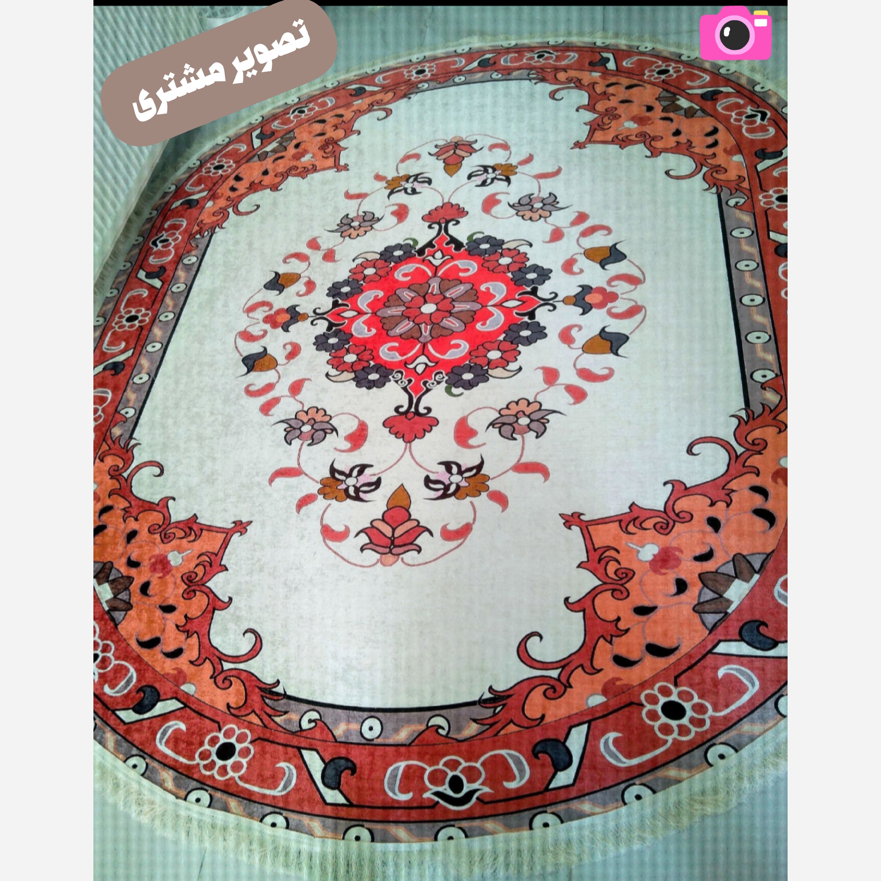 فرشینه بیضی مخمل سفارشی استُپ دار b104 (اصلا سُر نمیخوره) (پس کرایه)