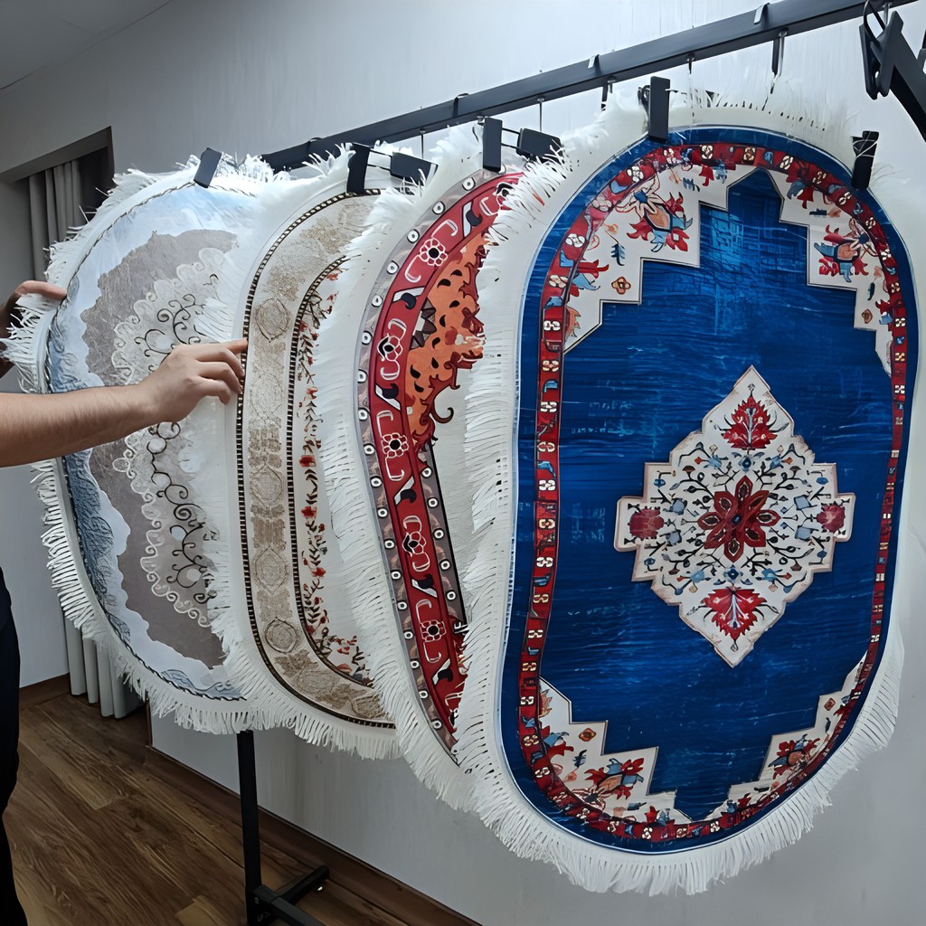 فرشینه پادری بیضی مخمل جذاب استُپ دار (اصلا سُر نمیخورن) (پس کرایه)