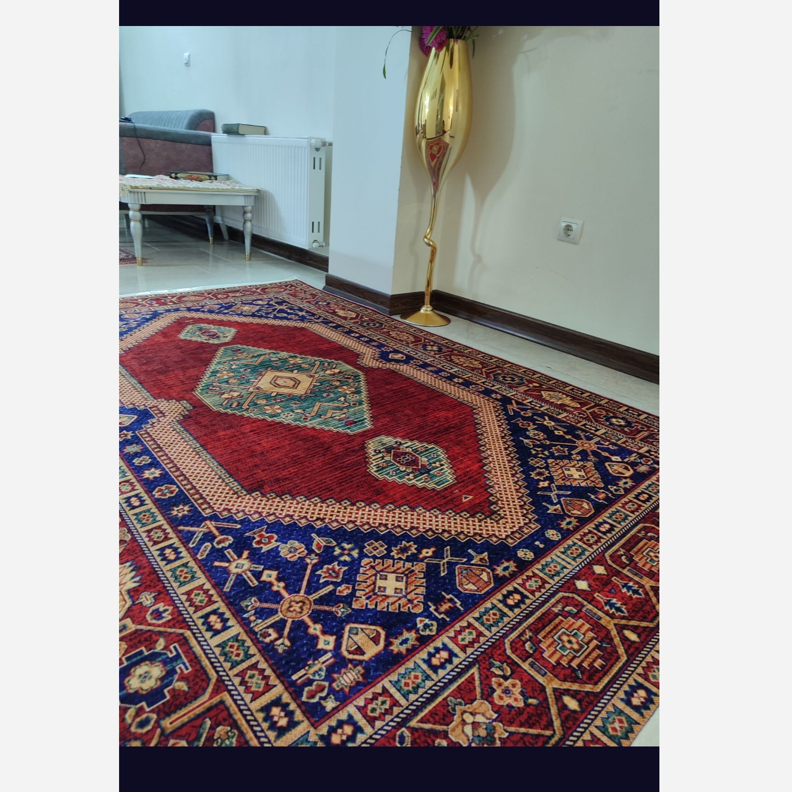 فرشینه مخمل مدرن طرح ابریشم استُپ دار (اصلا لیز نمیخوره) a173 (پس کرایه)