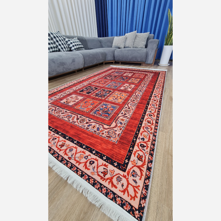 فرشینه مخملی مدرن طرح سنتی استُپ دار (اصلا لیز نمیخوره) a092 (پس کرایه)