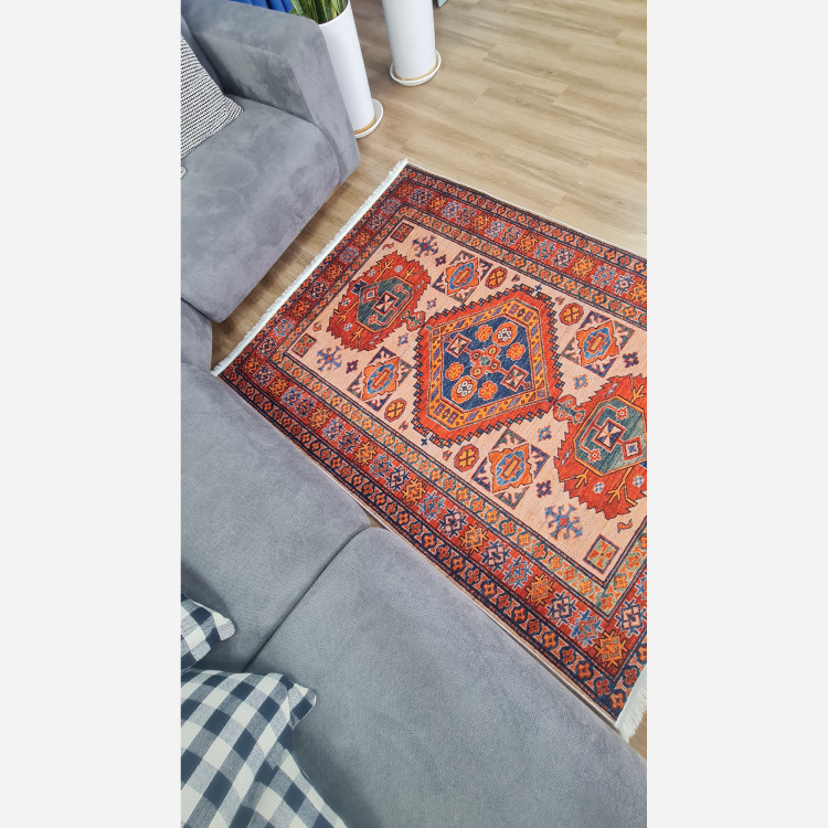 فرشینه مخملی مدرن طرح سنتی استُپ دار (اصلا لیز نمیخوره) o110 (پس کرایه)