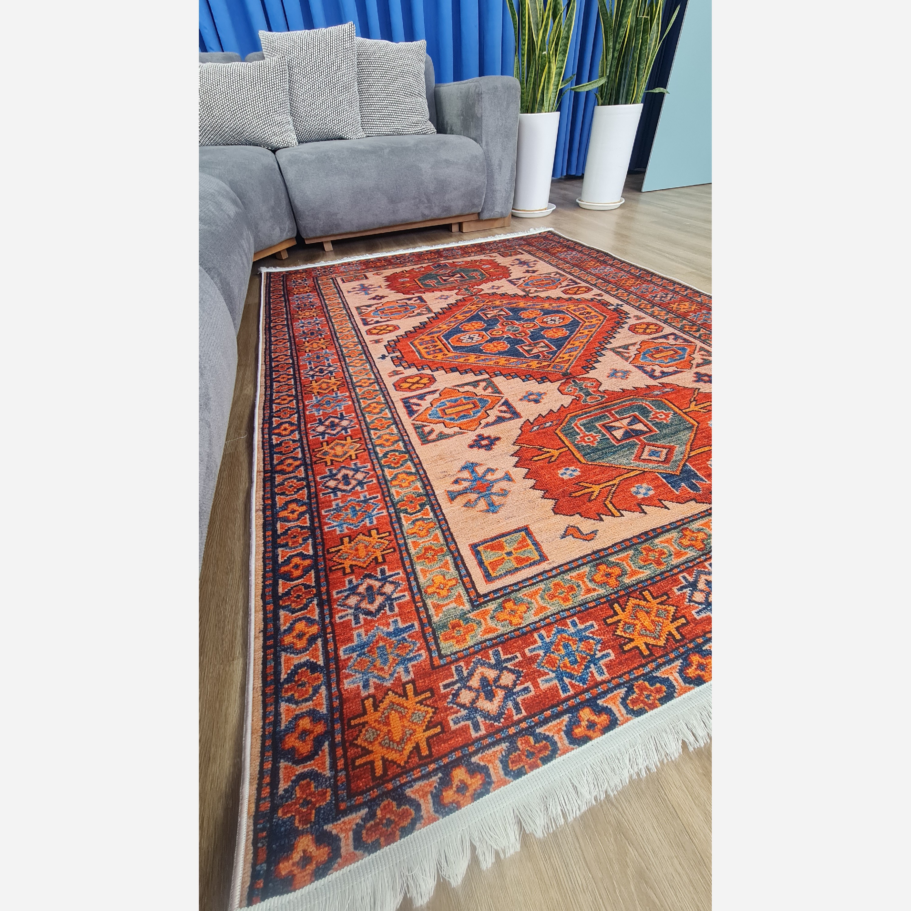 فرشینه مخملی مدرن طرح سنتی استُپ دار (اصلا لیز نمیخوره) o110 (پس کرایه)