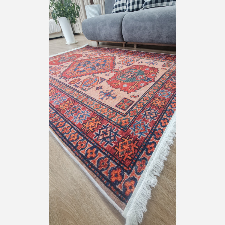 فرشینه مخملی مدرن طرح سنتی استُپ دار (اصلا لیز نمیخوره) o110 (پس کرایه)