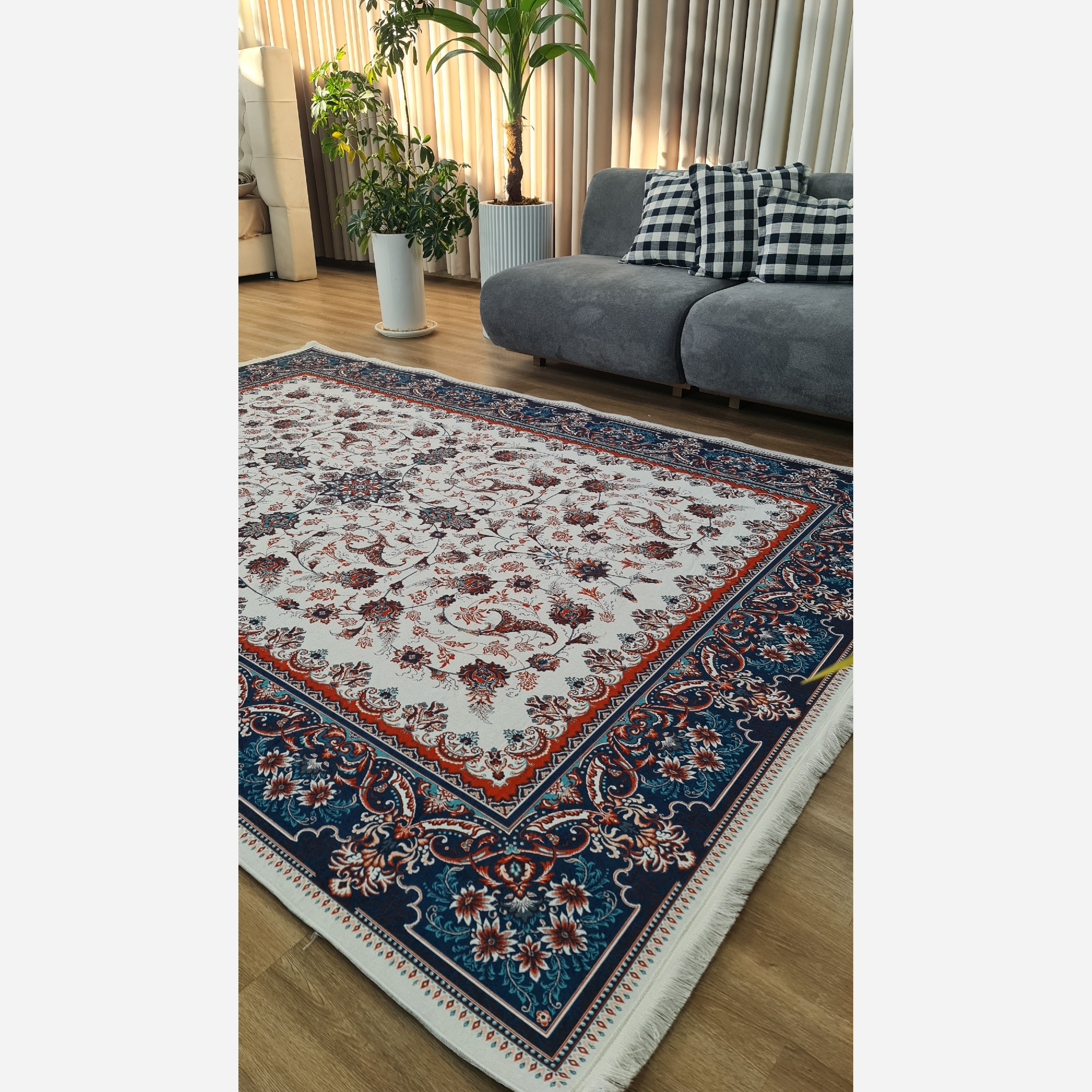 فرش مدرن مخمل استُپ دار (اصلا لیز نمیخوره) o134 (پس کرایه)