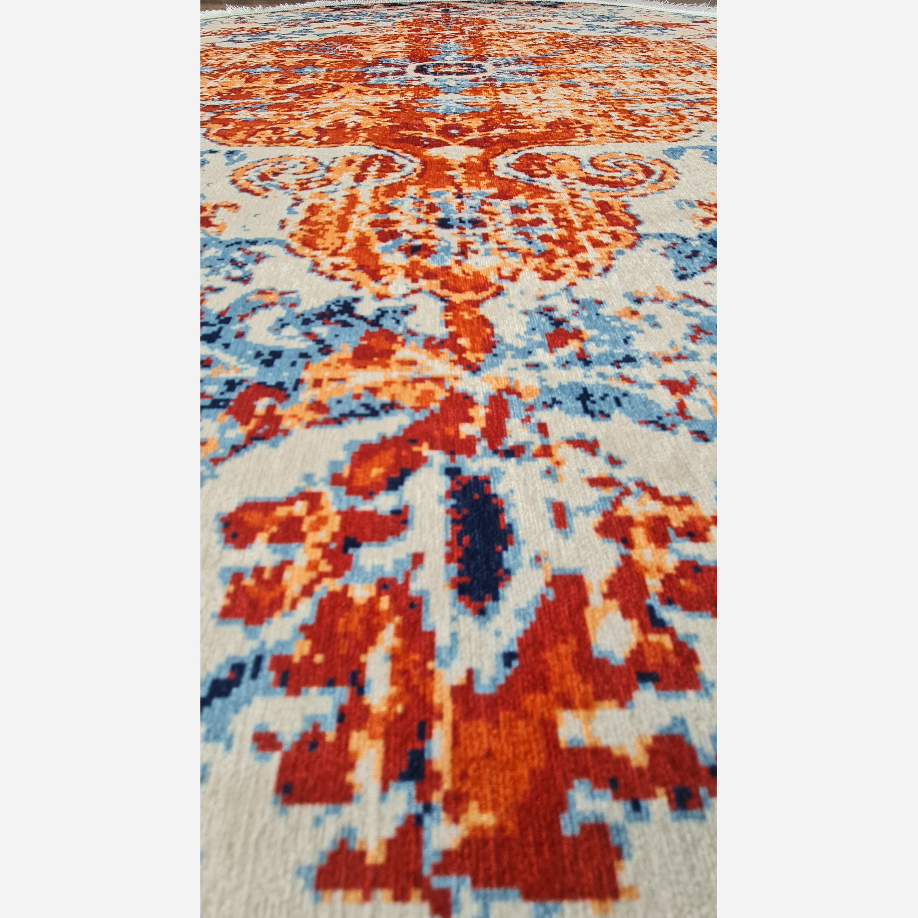 فرشینه بیضی مخمل استُپ دار (اصلا لیز نمیخوره) b142 (پس کرایه)