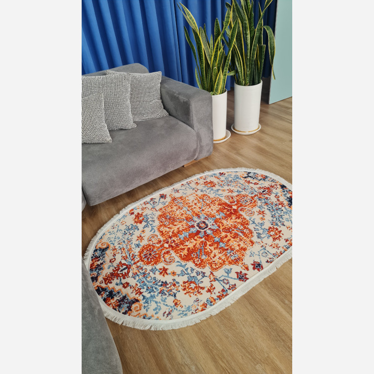 فرشینه بیضی مخمل استُپ دار (اصلا لیز نمیخوره) b142 (پس کرایه)