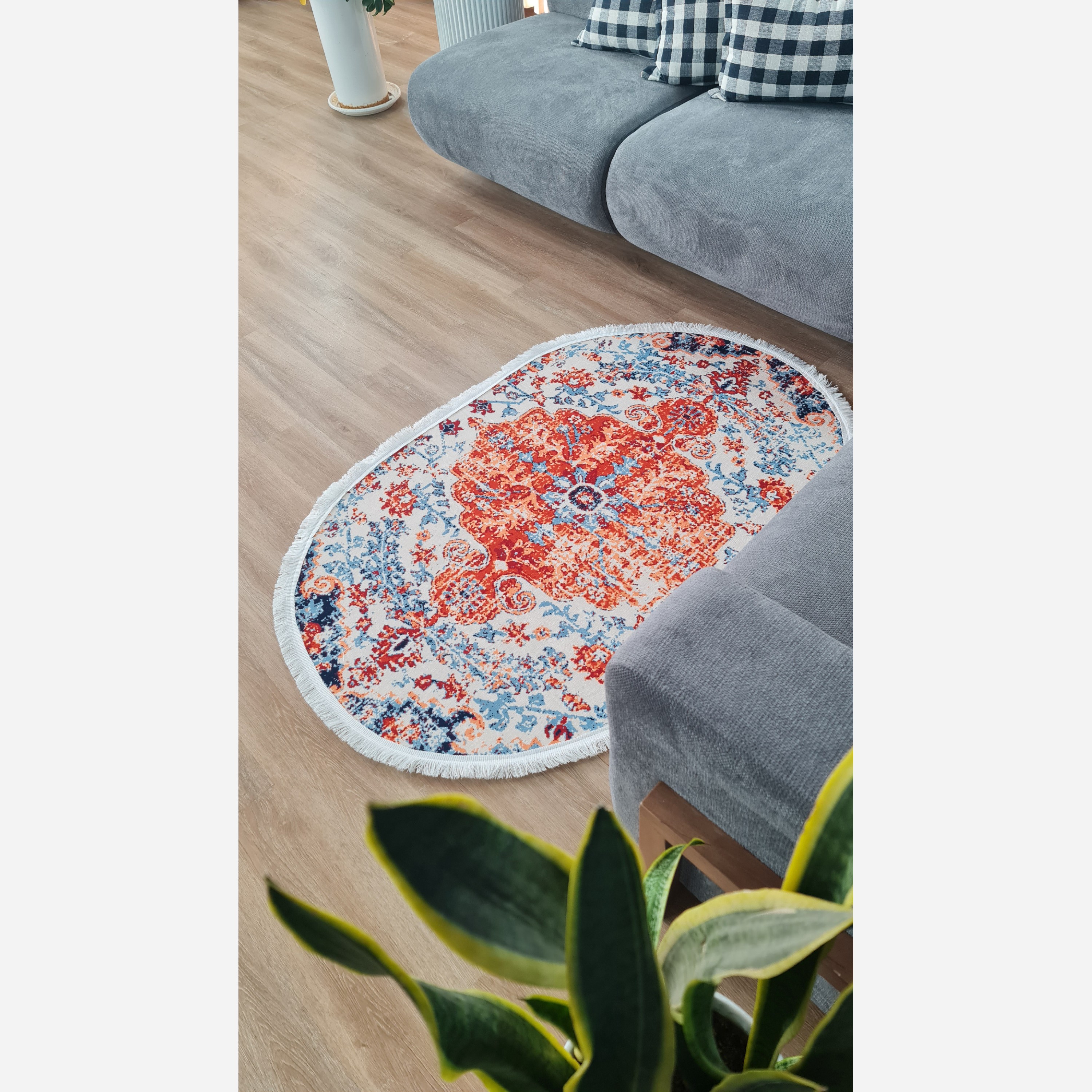 فرشینه بیضی مخمل استُپ دار (اصلا لیز نمیخوره) b142 (پس کرایه)