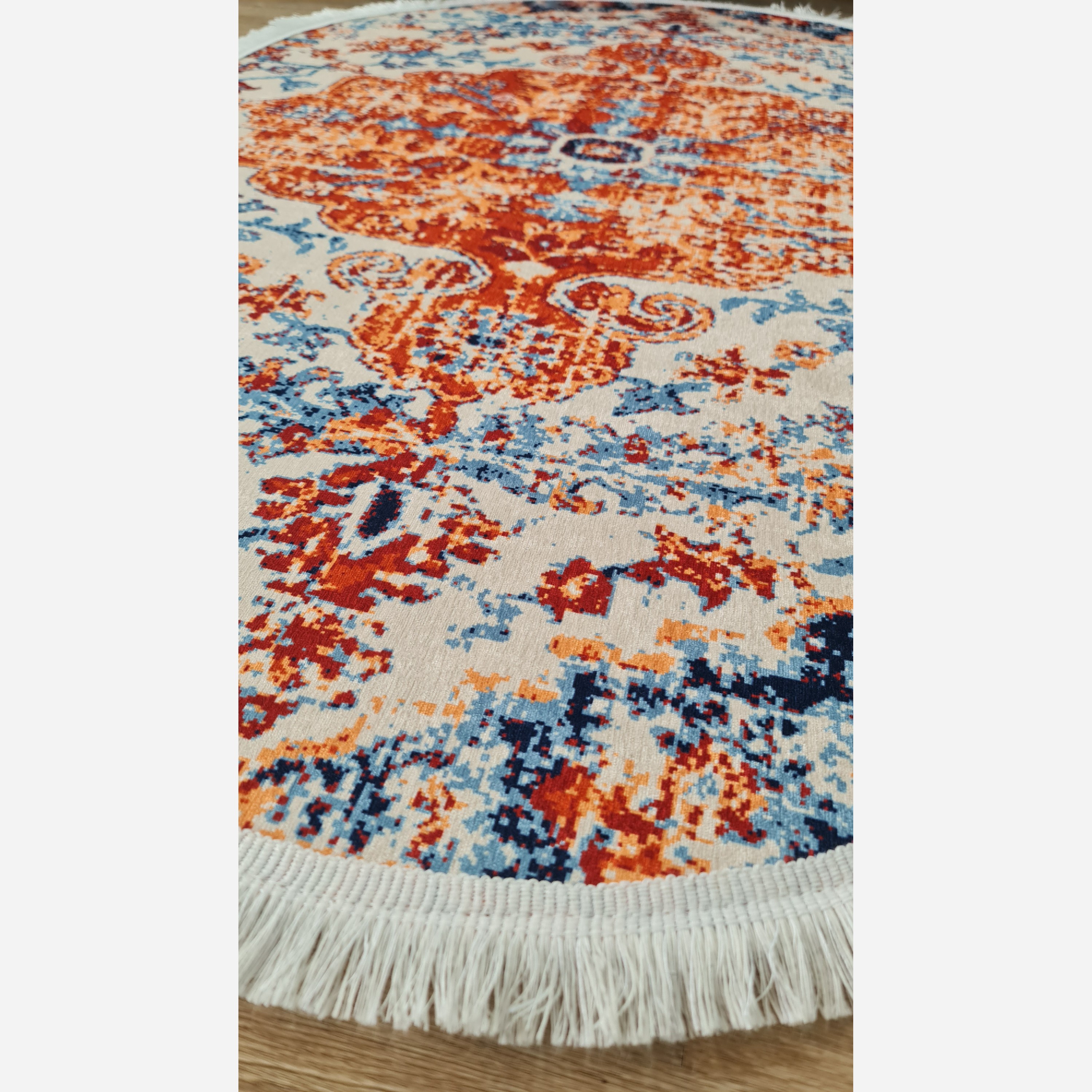 فرشینه بیضی مخمل استُپ دار (اصلا لیز نمیخوره) b142 (پس کرایه)
