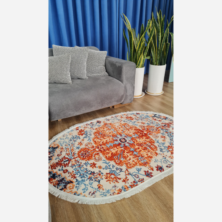 فرشینه بیضی مخمل استُپ دار (اصلا لیز نمیخوره) b142 (پس کرایه)