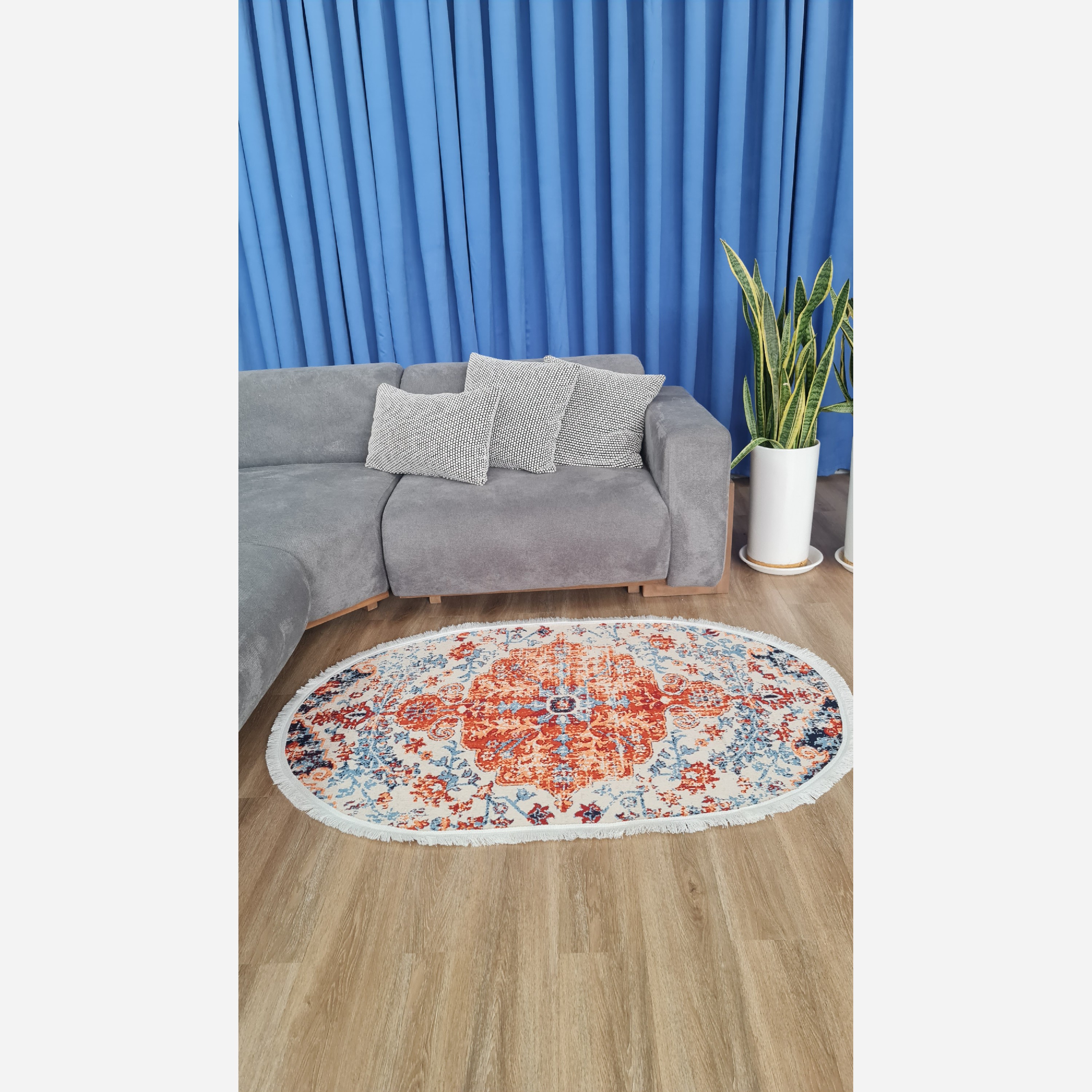 فرشینه بیضی مخمل استُپ دار (اصلا لیز نمیخوره) b142 (پس کرایه)
