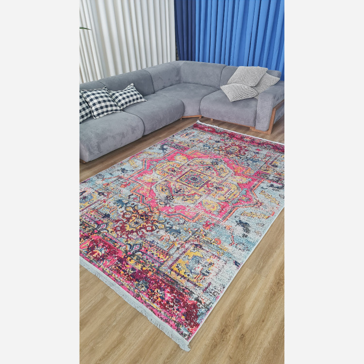 فرش مخمل طرح سنتی استُپ دار (اصلا لیز نمیخوره) m150 (پس کرایه)