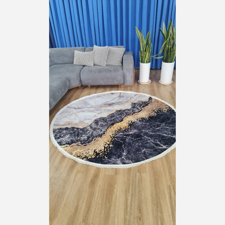 فرشینه مدرن دایره ای مخمل هازان ترک o147 (پس کرایه)